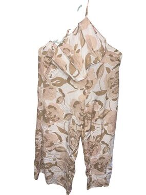omighty Beige & Cream Floral Wide-Leg Jumpsuit